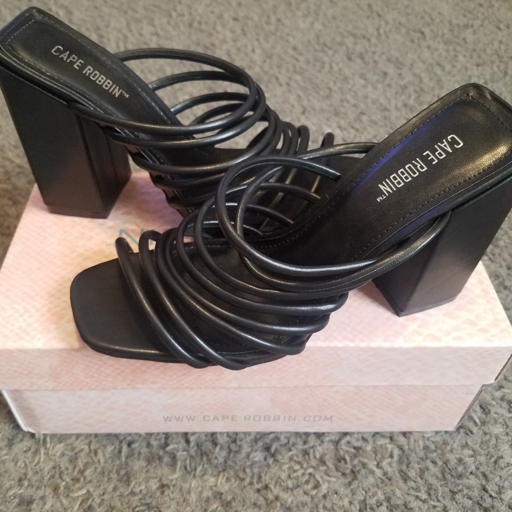 Black strappy heels